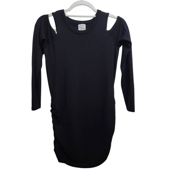 Hippie Rose Black Long Sleeve Side Cinch Cold Shoulder Sweater Top Size Small - Picture 1 of 9